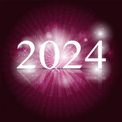 2024 Happy New Year on pink background