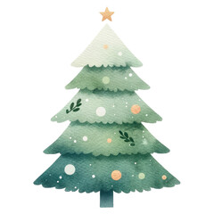 Watercolor Christmas tree isolated