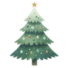 Watercolor Christmas tree isolated
