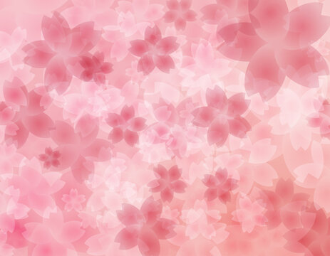 桜の花びらの和柄背景イラスト ピンクのグラデーション背景