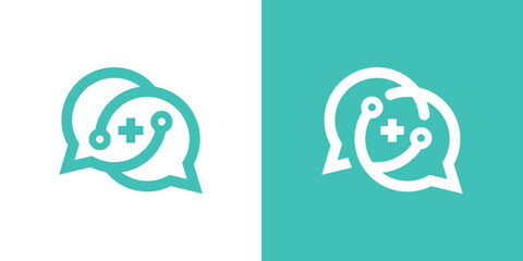 logo design combination of chat shape with plus sign, health consultation logo.