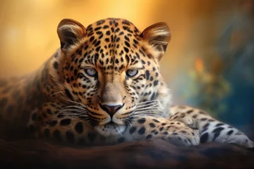 Foto op Plexiglas Close up of a roaring leopard isolated of transparent background. generative ai © Phichitpon