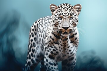 Close up of a roaring leopard isolated of transparent background. generative ai