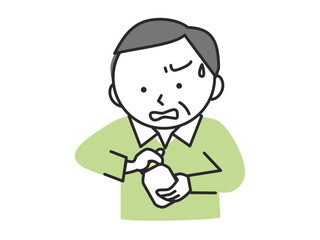 握力が弱くなり瓶の蓋を開けられないシニア男性