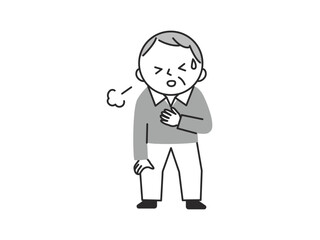 息切れをして苦しそうなシニア男性
