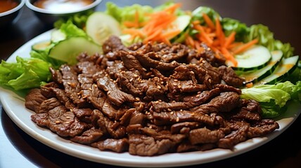 Tantalizing Bulgogi: Grilled Marinated Beef/Pork with Lettuce Wraps