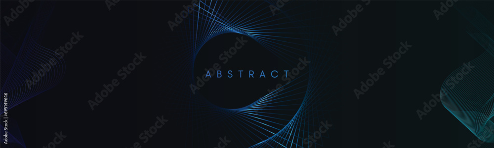 Poster dark blue abstract background with wavy lines designed for banners. modern shiny blue gradient flowi