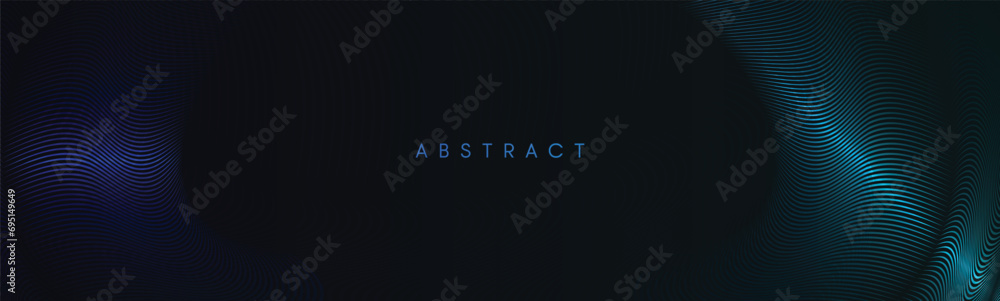 Poster dark blue abstract background with wavy lines designed for banners. modern shiny blue gradient flowi