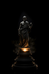 Illustration of a Greek-style statue on a black background, exuding timeless elegance and classical beauty