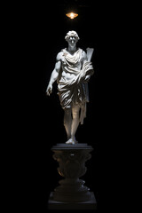Fototapeta na wymiar Illustration of a Greek-style statue on a black background, exuding timeless elegance and classical beauty