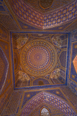 Decorated ceilings of the Till Kari Madrasa at the Registan Square
