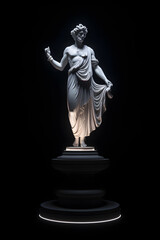 Illustration of a Greek-style statue on a black background, exuding timeless elegance and classical beauty