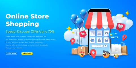 smartphone Online shopping marketing 3d illustration