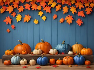 pumpkins and autumn leaves