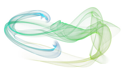 Fondo abstracto, ondas mágicas, verdes y azules, fondo transparente.