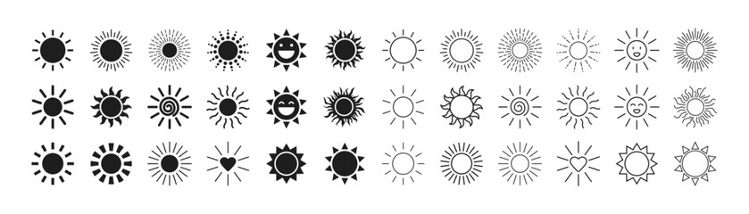 太陽のイラスト,太陽光を表すアイコン