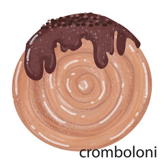 watercolor delicious cromboloni popular food. 