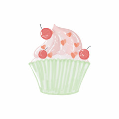 watercolor sweet cupcakes all variant isolated on white background