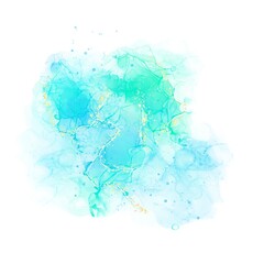 Green and Blue Watercolor Alcohol Ink Graphic Element