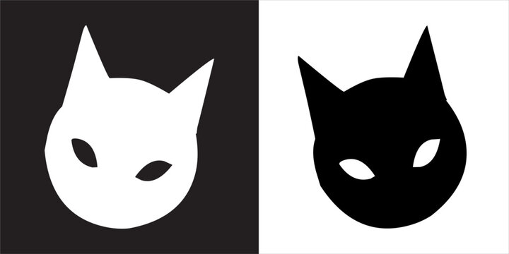 Vector, Image of double cat, Black and white with transparent background