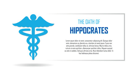 Medicine and Healthcare banner with, Hippocratic symbol, Caduceus, A logo that mostly used in the medical field, copy space for text - obrazy, fototapety, plakaty