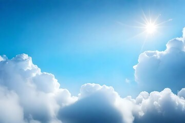 Simple sky gradient background with a few clouds, single cloud, sunny day with no clouds, bright light, blue sky with fair weather, daylight - obrazy, fototapety, plakaty