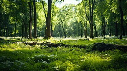 A beautiful green forest in summer evening beautiful