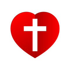 Obraz premium White cross in red heart icon vector design