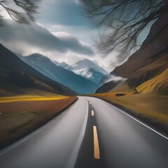 A serene mountain pass with snow-capped peaks3 - obrazy, fototapety, plakaty