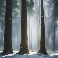 A magical forest with towering, ancient trees3