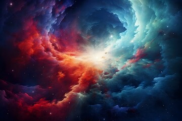 Fototapeta premium Celestial bodies and cosmic dust converge in a galactic-inspired abstract background