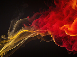 Colorful red-yellow smoke surrounds the center blank edge on a dark solid background