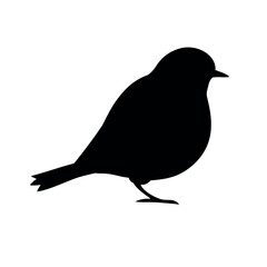 Vector hand drawn flat robin bird silhouette isolated on white background