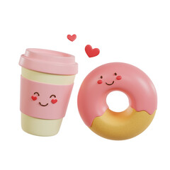 Valentines day dessert cupcakes 3d illustration.