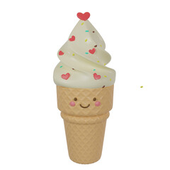 Valentines day dessert Ice Cream 3d illustration.