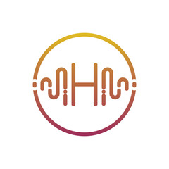 Music with latter h logo design creative concept