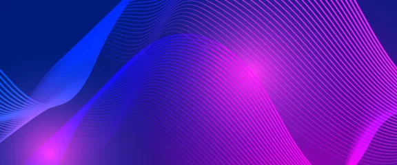 Poster Technology background. Futuristic abstract background with glowing wave. Shiny moving lines design element. Modern red blue gradient flowing wave lines. Future technology concept for cover, header © Roisa