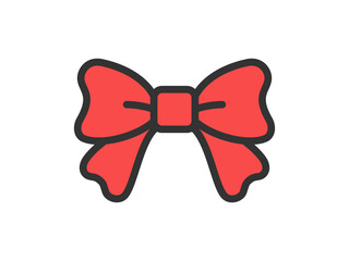 シンプルなリボンのアイコン（線画カラー）のイラスト