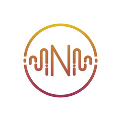 Music with latter n logo design creative concept