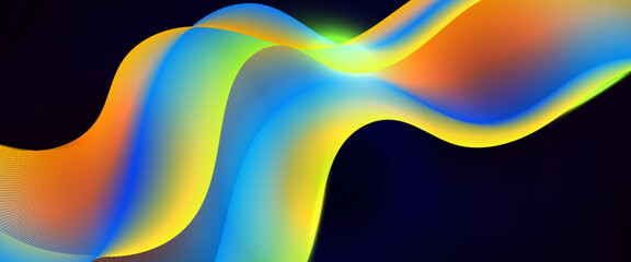 Technology background. Abstract glowing lines on purple background. Modern gradient curved lines. Geometric pattern. Dynamic shape. Futuristic concept for banner, brochure, cover, flyer