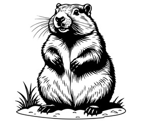 Obraz premium marmot, four drawings of a marmot, on a white background vector image