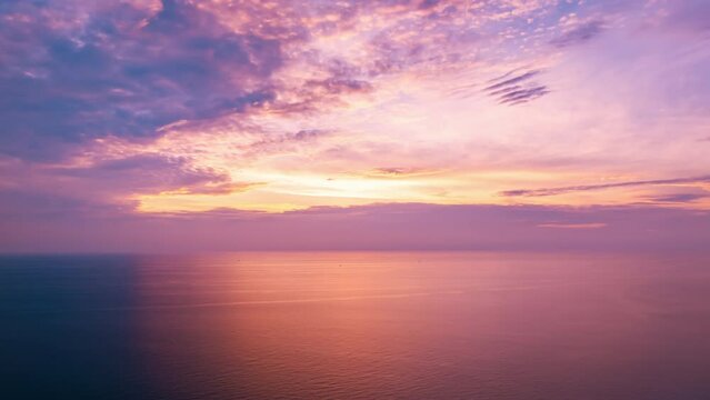 Nature sea sunset background.Tropical sea at sunset or sunrise over sea video 4K,Colorful sky in golden hour amazing seascape,Dramatic sunrise wonderful sky nature seascape