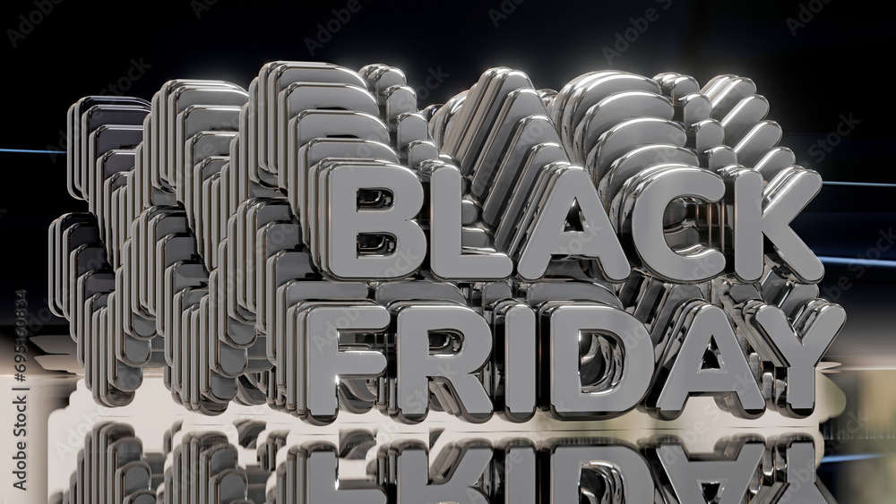 Fototapete a 3d graphic rendering of the phrase “black friday” with a looping image of itself in the background