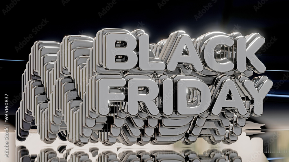 Fototapete a typo of the phrase “black friday” rendered in 3d with a looping image of itself in the background.