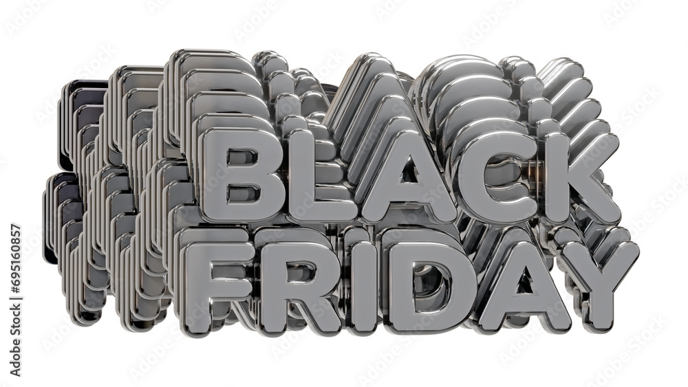 Poster a typo of the phrase “black friday” rendered in 3d with a looping image of itself in the background.