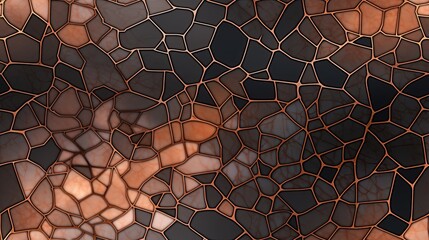 Photorealistic image of hammered copper and green patina in an abstract seamless pattern