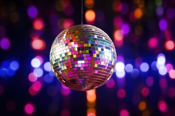 Disco ball party lights at nightclub