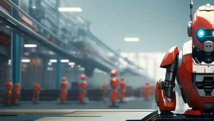 ai robot factory cinematic wallpaper