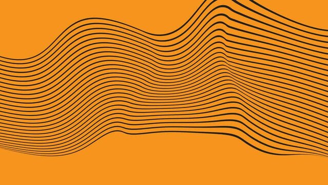Abstract  Shape Waving line on Orange Background Stock Video in Loop. Abstract Curved Striped Wavy Lines, Geometric shape, Line motion background loop stock video. 4k