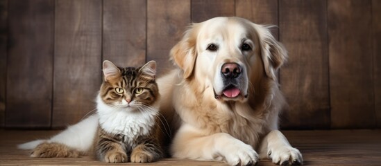 a Dog and a cat are sitting,